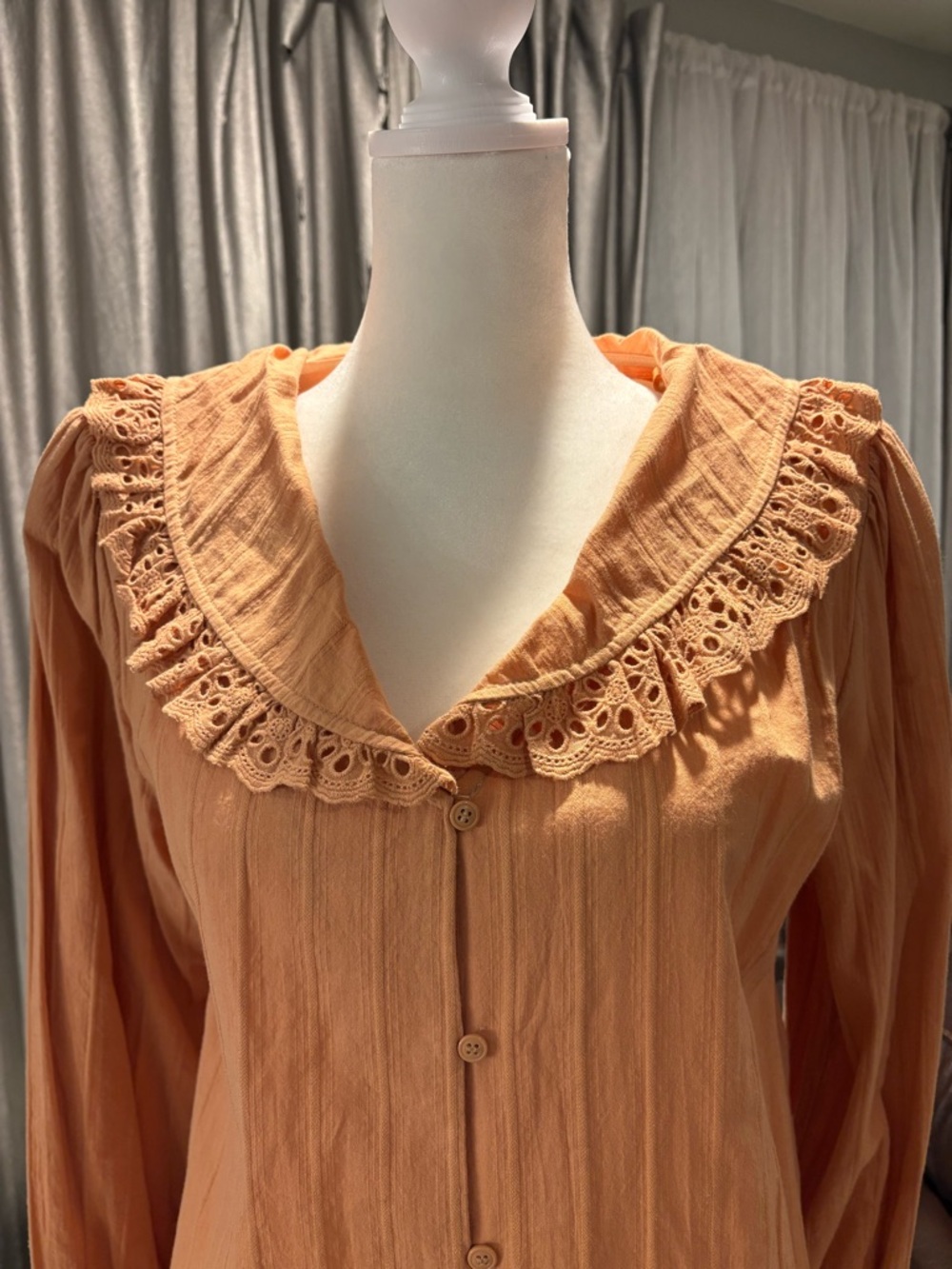 Zara Orange Lightweight Button-Up Top